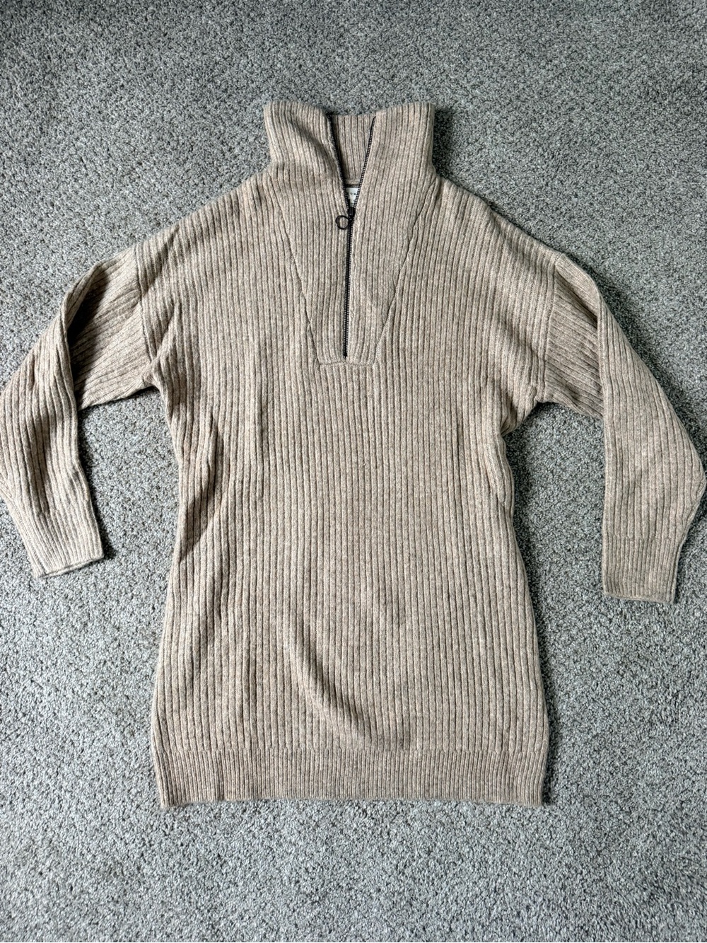 Promesa Beige Ribbed Knit Sweater Dress